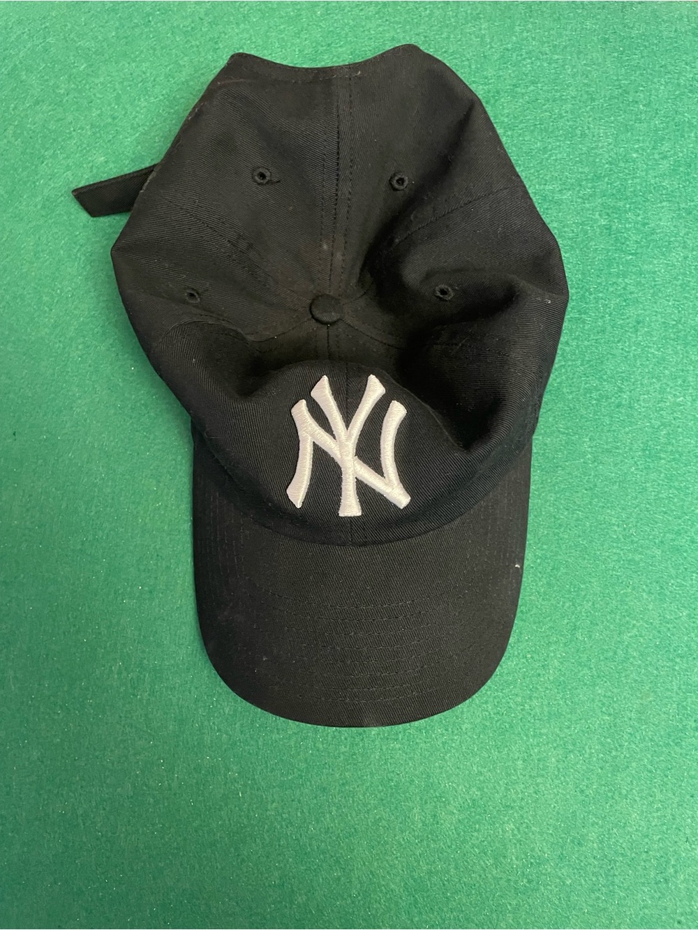 ‘47 NY Yankees Black Baseball Cap with White Logo, Gently Used, Like New
